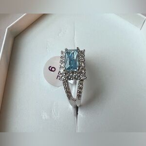 New Bomb Party Trendsetter Shine Ring- Light Blue Center Stone and Pavé Accents